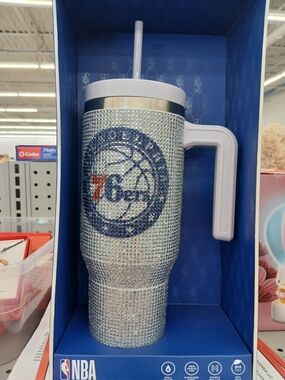 NBA Bling Stainless Steel Tumbler - Blue and Silver
